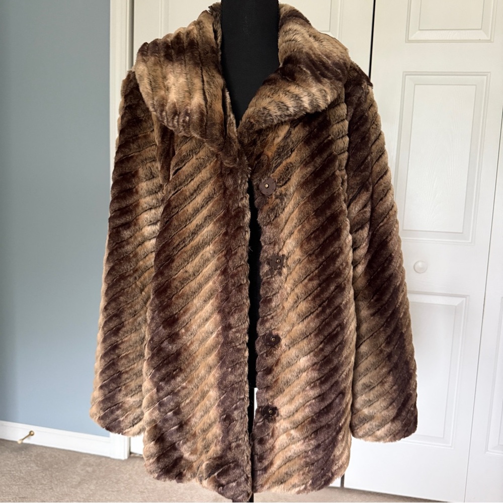 Alfani Brown Faux Fur Teddy Jacket